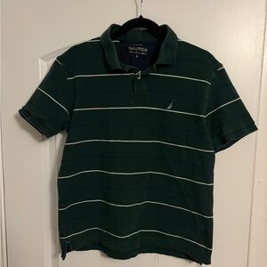 Nautica Dark Green Striped Polo
